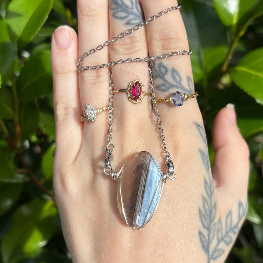 Blue opal interchangeable necklace